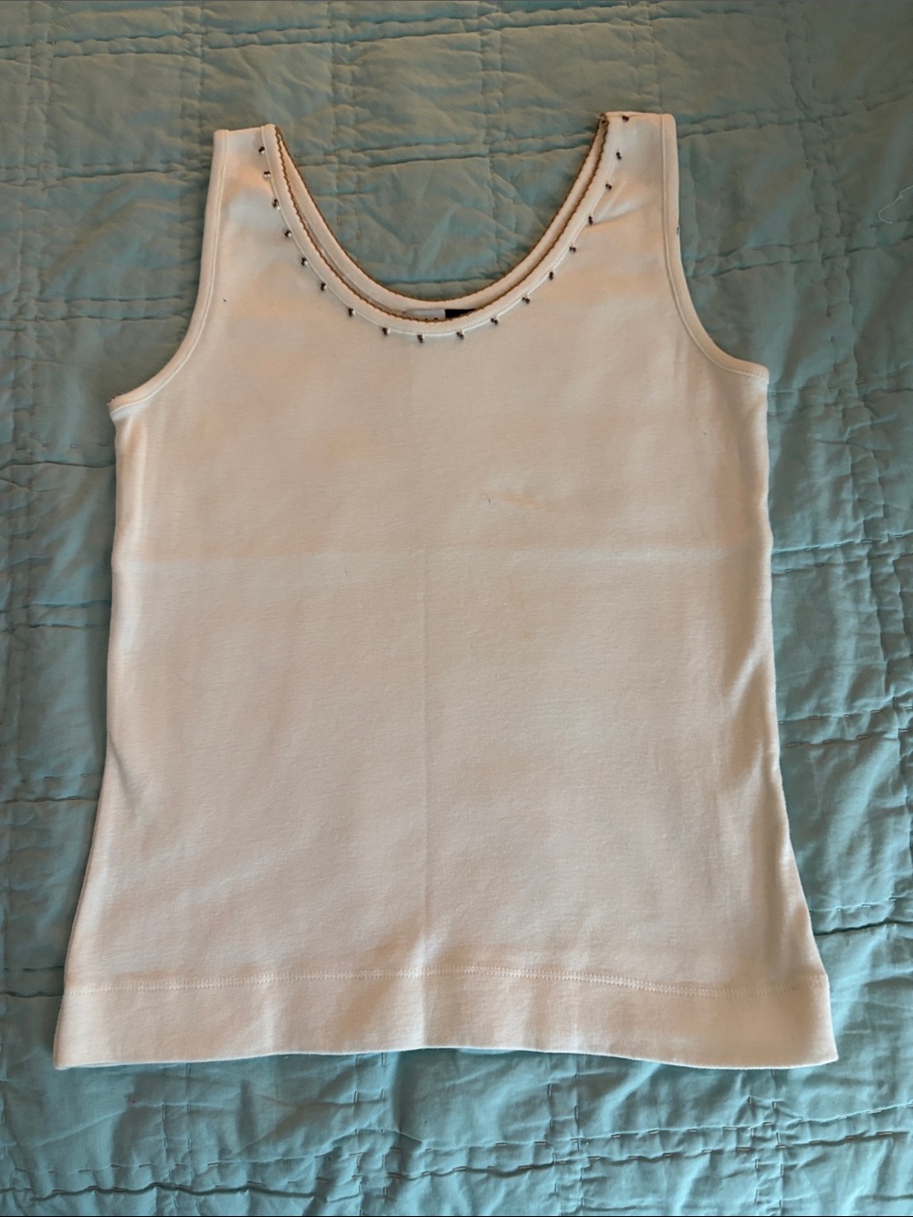Women’s Cream Embellished Scoop Neck Tank Top - S